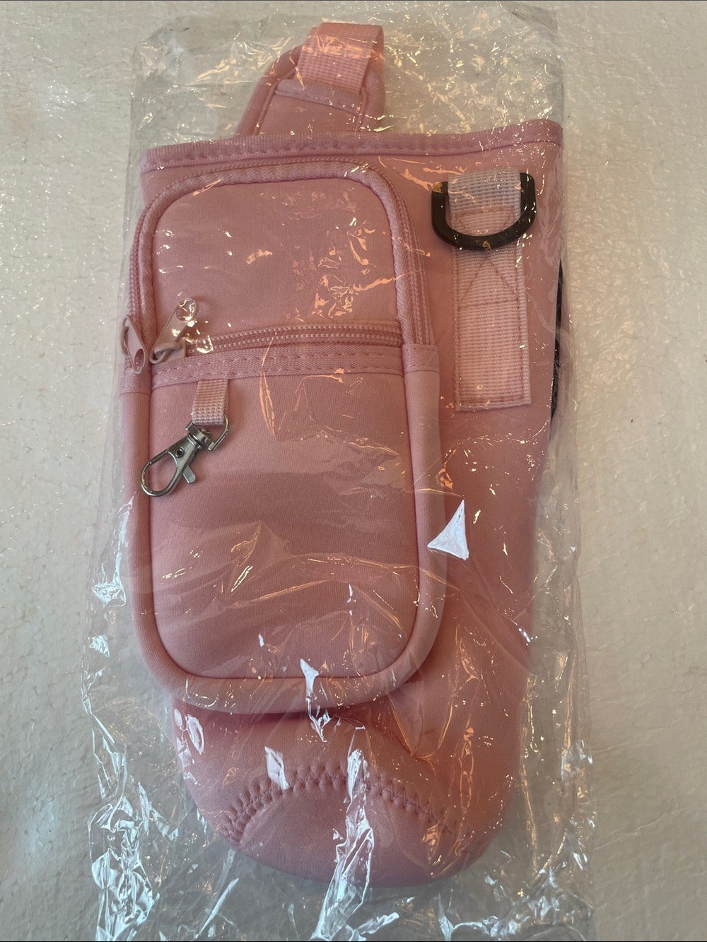 Pink Neoprene Tumbler Carrier phone Bag Crossbody Bottle Holder phone Pouch nwts